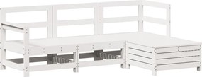 vidaXL Set canapea de grădină, 4 piese, alb, lemn masiv pin