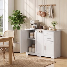 HOMCOM Bufet Modern din Lemn cu 2 Sertare și 2 Dulapuri, 100x40x78 cm, Alb | Aosom Romania