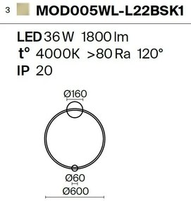 Aplica LED de perete design modern Halo alama 60cm