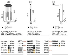 Lustra cu 12 pendule LED design tubular FILO sp12 2700k alb