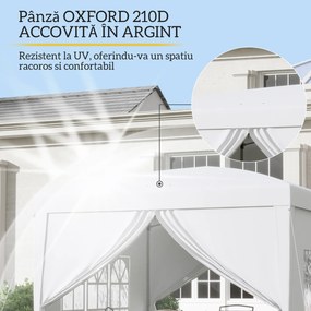 Outsunny Cort Impermeabil 3x3m Grădină, Panouri Laterale Pliabile, Oțel Oxford, Alb | Aosom Romania