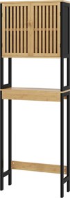 HOMCOM Dulap Baie cu Economie de Spațiu, Dulap Deasupra Toaletei cu 2 Uși și Raft Deschis, 60x21,5x172 cm, Lemn Natural | Aosom Romania