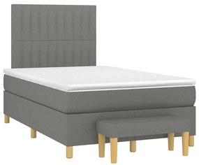 vidaXL Pat box spring cu saltea, gri închis, 120x190 cm, textil