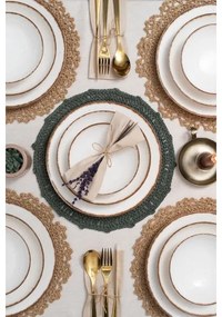 Set de veselă, 24 piese, porțelan, bej/maro