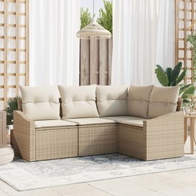 vidaXL Set de canapele pentru grădină 4 pcs Bej Rattan poli