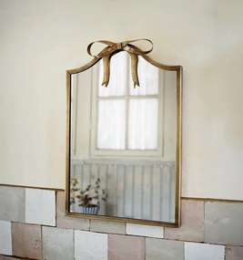 Oglindă decorativă din metal cu fundă, finisaj alamă antichizată, 30,5 x 44 cm, „Bow"