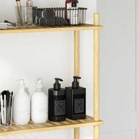 HOMCOM Raft pentru toaletă 3 niveluri, raft de baie economisitor de spațiu lemn natural 69 x 25,5 x 181 cm | Aosom Romania