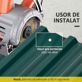 Outsunny Panouri pentru Acoperiș din Oțel, 12 Foi Galvanizate pentru Acoperișuri și Pereți, 129x45 cm, Verde | Aosom Romania