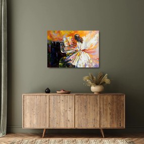 Tablou pe sticlă - Femeia cântând la pian (70x50 cm)