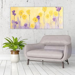 Tablou - Flori mov și galbene (120x50 cm)