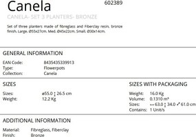 Set de 3 ghivece pentru flori Canela bronz