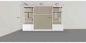 Set pat rabatabil dublu cu somiera inclusa si 2 biblioteci(100 cm) - ROYAL 160 BIG BOOKCASES SET (160X200)