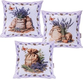 decoDoma Set de 3 fețe pernuțe LAVANDĂ 45 x 45 cm