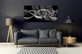 Tablou pe sticla Abstract Art Argintiu Negru