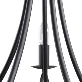 HOMCOM Candelabru Suspendat și Împletit pentru Tavan, Lustră din Oțel cu 5 Sfeșnice, Plafonieră Suspendată, 158x45 cm, Negru