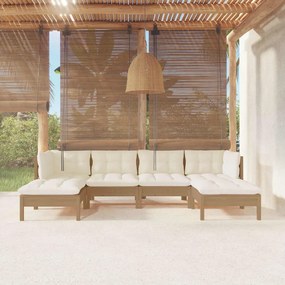 Set mobilier gradina cu perne, 6 piese, maro miere, lemn de pin