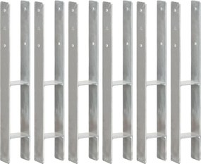 vidaXL Ancore de gard, 6 buc., argintiu, 8x6x60 cm, oțel galvanizat