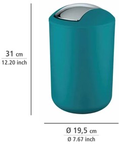 WENKO 21227100 - Coș de gunoi BRASIL 19,5 x 31 cm, turcoaz/crom lucios