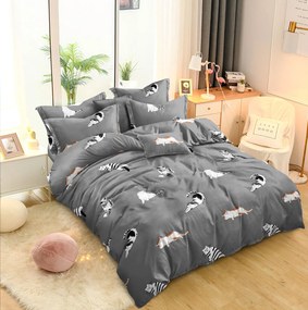 Lenjerie de pat din microfibra Culoare gri, WHITE CATS