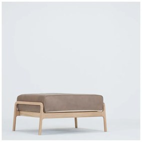 Taburet din piele bovină cu structură din lemn masiv de stejar Gazzda Fawn, maro deschis