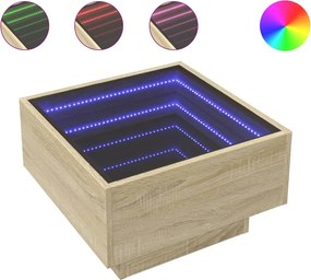 vidaXL Măsuță de cafea cu LED stejar sonoma 50x50x30 cm lemn prelucrat