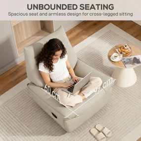 HOMCOM Scaun Reclinabil Manual Relaxant cu Suport pentru Picioare și Bază Pivotantă Fără Brațe, Crem | Aosom Romania