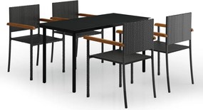 vidaXL Set de mobilier pentru grădină, 5 piese, negru