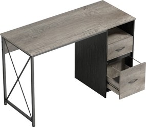 HOMCOM Masă pentru calculator 120x50 cm Birou industrial cu compartiment și 2 sertare pentru birou Gri deschis | Aosom Romania