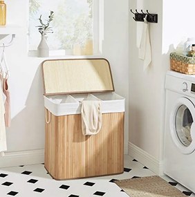 OFERTA Cos de rufe bambus cu trei compartimente LECEBY II. calitate