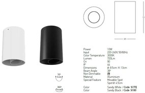 Spot LED aplicat tavan IP44 Hugo alb