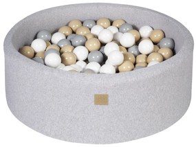 Piscina uscata cu 250 de bile (Alb, Gri, Bej) MeowBaby  , Safari, 90x30 cm, Gri deschis