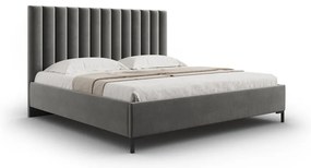 Pat matrimonial gri tapițat cu spațiu de depozitare și somieră 180x200 cm Casey – Mazzini Beds