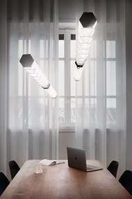 Lustra LED design tehnico-decorativ realizat manual Hugo orizontal prisma