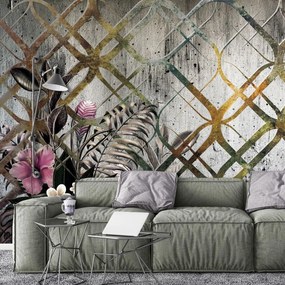 Fototapet - Plantele și ornament de aur (152,5x104 cm)