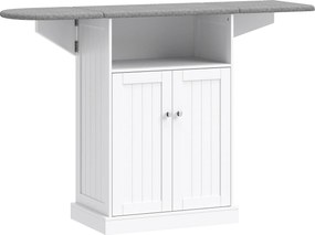 HOMCOM Masă de călcat cu suprafață pliabilă și dulap pentru depozitare, 131x37x88.5 cm, alb | Aosom Romania