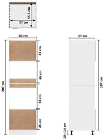 Dulap cuptor microunde, stejar Sonoma, 60 x 57 x 207 cm, PAL Stejar sonoma, Dulap pentru cuptor cu microunde, 1