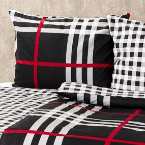 Lenjerie flanelă 4Home Cub negru, 220 x 200 cm, 2 buc. 70 x 90 cm