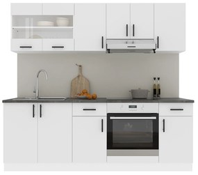 Set Bucatarie Karo V13, Alb, Blat Thermo 28 mm, L 220 cm