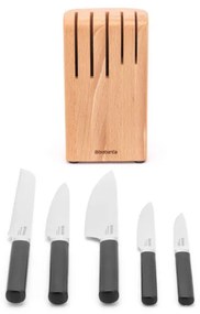 Set 5 cutite Brabantia Profile 1003298, Otel calit, Rezistent la zgarieturi si coroziune, Fag, Maro