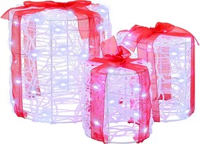 vidaXL Decorație cutie de cadou 3 pcs Alb rece 20 x 20 x 21 cm Acril