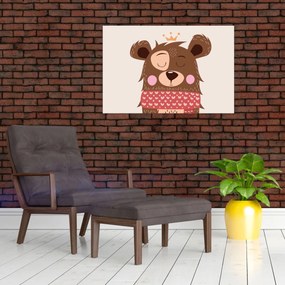 Tablou - Teddy ursuleț cu eșarfă roșie (90x60 cm)