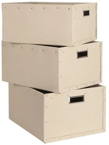 Cutii de depozitare bej 3 buc. din carton Ture – Bigso Box of Sweden