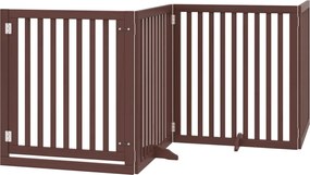 vidaXL Poartă câini pliabilă cu ușă 4 panouri maro, 320 cm, lemn plop