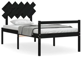 3195540 vidaXL Cadru de pat senior cu tăblie, 100x200 cm, negru, lemn masiv