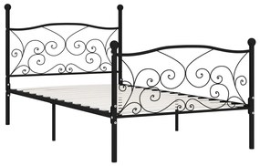 284454 vidaXL Cadru de pat cu bază din șipci, negru, 90 x 200 cm, metal