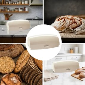 Cutie pentru paine Klausberg KB 7932, 45 cm, Maner ergonomic, Metal, Bej