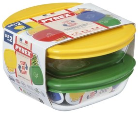 Pyrex Set de 2 recipiente pătrate din sticlă, 0,3l