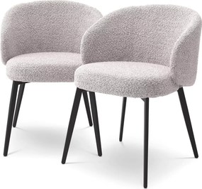 Set de 2 scaune cu brate design LUX Lloyd, boucle gri 115990 HZ