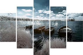 Tablou - Bărci de lemn pe lac (150x105 cm)