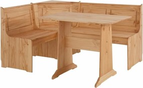 Set bancă pe colț și masă din lemn masiv de pin Støraa Samantha